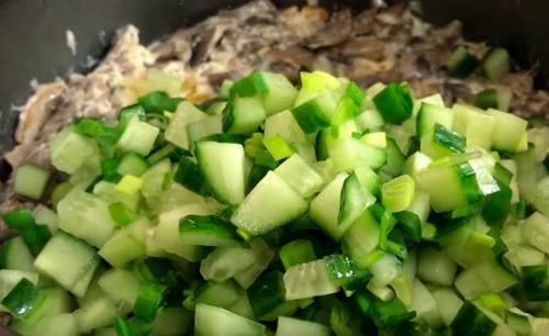 Салат Малахитовая шкатулка#39,#39, с киви. Новый салат «Малахитовая шкатулка» с шампиньонами