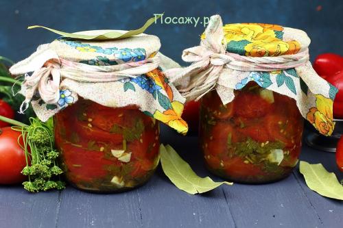 Помидоры в собственном соку с чесноком, рецепт на зиму