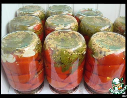 Помидоры половинками с петрушкой. Маринованные помидоры половинками